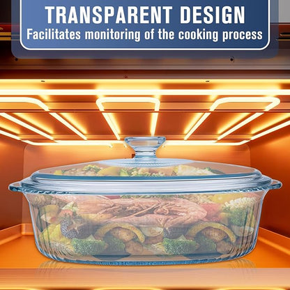 Glass Baking Dishes for Oven, 2 Pack Casserole Dishes with Lid, Oval Baking Dish Set for Lasagna Casseroles Leftovers Cooking Kitchen, 1.9 Qt and 3 Qt, Clear - Image 4