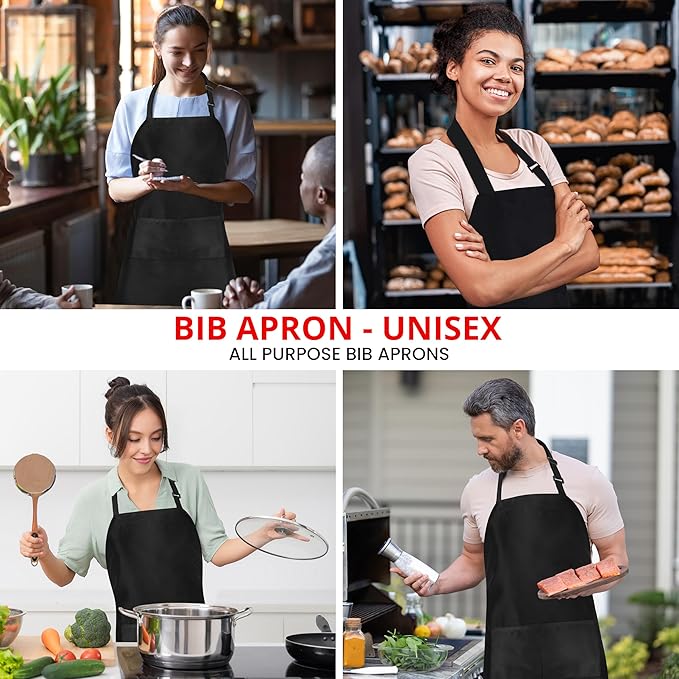 Utopia Kitchen 10 Pack Bib Apron Adjustable with 2 Pockets, Water and Oil Resistant, Cooking Kitchen Chef Apron for Women Men - Image 6