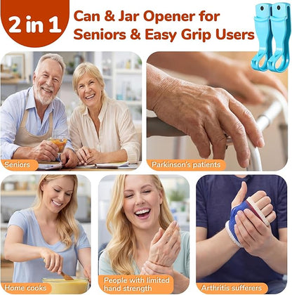 2 Pack 2-IN-1 Ring Pull Can Opener and Canning Jar Opener with Magnets,Can Openers for Seniors,Arthritis,Parkinson’s,Mason Jar Openers for Weak Hands,Releases Vacuum Seal,Magnetic Refrigerator Storage