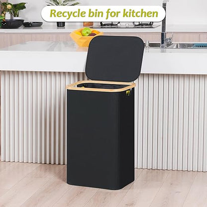 efluky Recycling Bin Holder 100L, 26 Gallon Trash Can with Lid, Garbage Bag Holder for Yellow Bags, Easy Removal, (Inner Bag Not Included) -Black - Image 7
