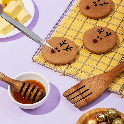 14 Pcs Cookie Decorating Tool Set, Easter Fondant Cake Decorating Brushes Include Cookie Pastry Brush Cookie Scriber Needles Sugar Stir Needles Elbow and Straight Tweezers