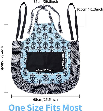 Lovely Flower Pattern Retro Aprons With Large Pockets for Women Girls Cooking Kitchen Bakery Mother's Gift