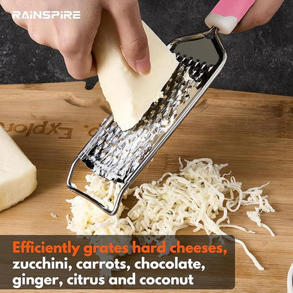 Rainspire Professional Cheese Graters for Kitchen Stainless Steel Handheld, Metal Lemon Zester Grater With Handle For Cheese, Chocolate, Spices, Kitchen Gadgets And Tools, Soft Grip Handle, Pink - Image 7