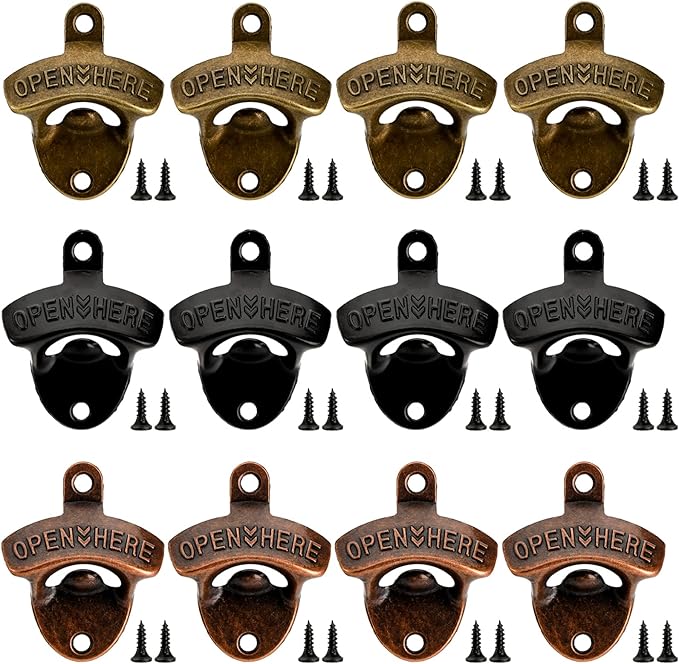 ZOOFOX 12-Piece Wall Mounted Vintage Metal Bottle Opener for Bar, KTV, Home and Outdoor by zoofox