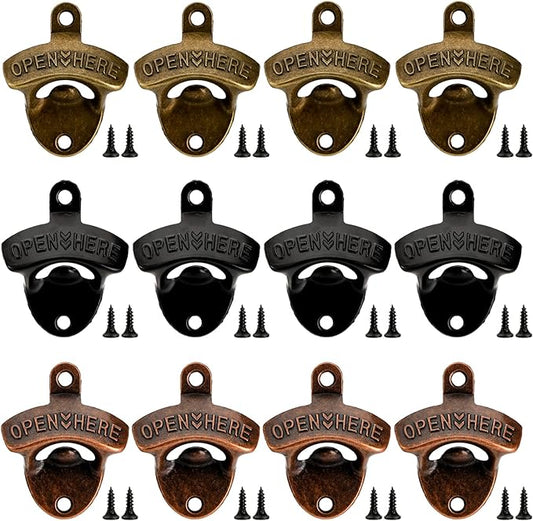 ZOOFOX 12-Piece Wall Mounted Vintage Metal Bottle Opener for Bar, KTV, Home and Outdoor by zoofox