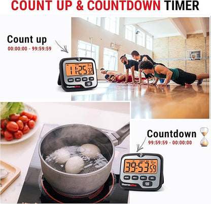 TempPro TM01(2 Pack) Kitchen Timers for Cooking with Count Up Countdown Timer, Digital Timer for Kids with Touch Backlit, Study Timers for Classroom Teacher Supplies (Previously ThermoPro) - Image 3