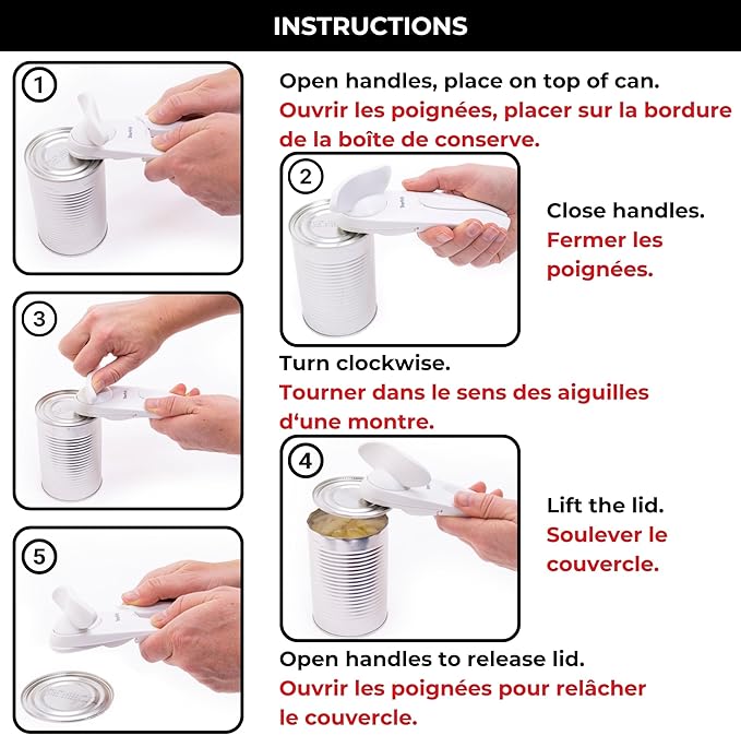 Starfrit Little Beaver Can Opener - Safe - Holds and Leaves No Sharp Edges on Lid - Comfort Grip - 3 year warranty - Red - Image 7