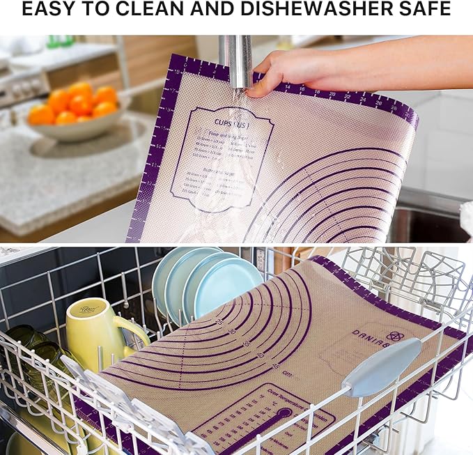 Baking Mat, 24" x36" Silicone Extra Large Non Stick Baking Sheet Mat with Measurement Non-slip Dough Rolling Mat,Reusable Food Grade Silicone Counter Mat for Making Cookies,Macarons,Bread and Pastry - Image 5