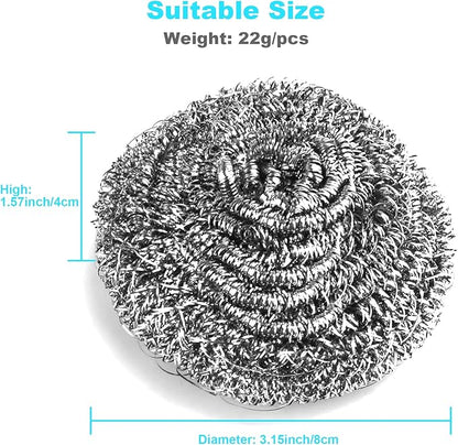 15 Pack Steel Wool Scrubber, Metal Kitchen Scrubbing Sponges, Dishwashing Scouring Pads Heavy Duty, Premium Stainless Steel Scrubbers for Cleaning Dishes Pots and Pans Bathroom Oven (Sliver) by VOPTON - Image 3