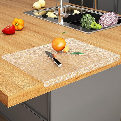 JJL Acrylic Cutting Board with Counter Lip, Anti-Slip, 16 x 12.5 Inches, Texture, Perfect for Cutting Bread, Meat, and Vegetables, Ideal Choice for Kitchen Countertop Décor