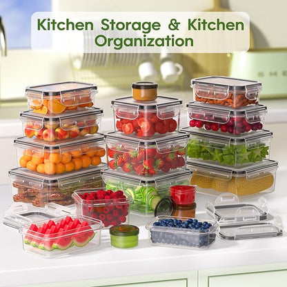 KEMETHY 36-Piece Food Storage Containers with Lids(18 Container & 18 Lid), Plastic Food Containers for Pantry & Kitchen Storage and Organization, BPA-Free, Leak Proof, Reusable with Labels & Pen - Image 7