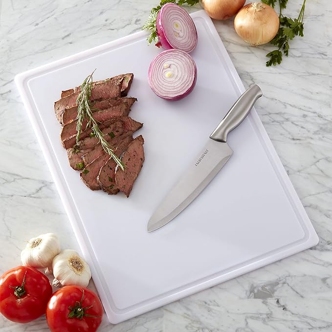 FARBERWARE Extra-Large Plastic Cutting Board, 15x20 Inch Dishwasher-Safe Chopping Board with Juice Groove, Non-Slip Surface, Durable, White - Image 7