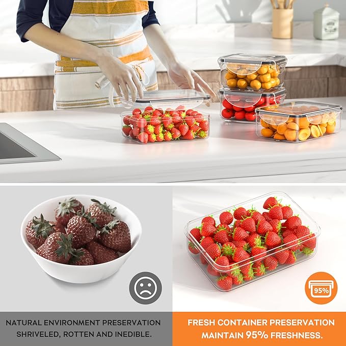 54 PCS Food Storage Containers with Lids Airtight (27 Lids &27 Containers) Leakproof Meal-Prep Kitchen Organization,Reusable Containers for Food Plastic Microwave/Dishwasher Safe with Labels & Pen - Image 4
