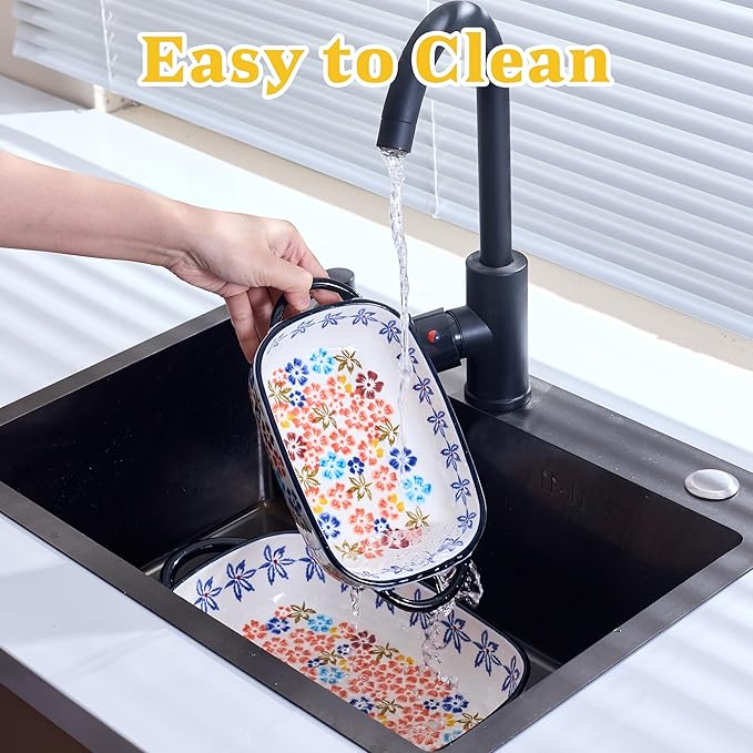 Ceramic Casserole Dishes for Oven, Hand-painted Polish Pottery Baking Dish Set of 2, 0.8QT / 2QT Porcelain Casserole Dish with Handles, Baking Pan Lasagna Pan, Gift for Family/Friend (Yellow) - Image 7
