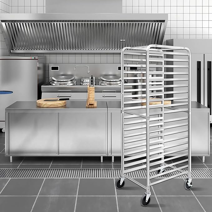 Bun Pan Rack, 20 Tier Bakery Rack with Wheels, Aluminum Sheet Pan Rack & Speed Rack for Full/Half Sheets, 26x20x70, for Home and Kitchen, Restaurant - Image 7