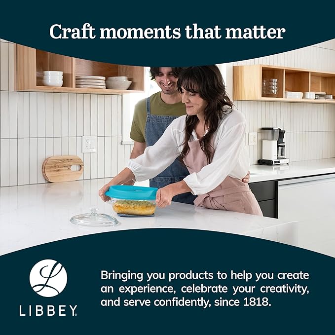 Libbey Baker’s Premium 3 Piece Glass Baking Dish Set, Stackable, Space Saving Casserole Dish with Lid Set, Baking Glassware for Casseroles, Desserts - Image 6