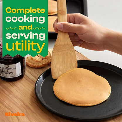 Riveira Bamboo Cooking Spoons 6-Piece – Wooden Cooking Utensils Set with Wooden Spoons for Cooking & Spatulas Wooden Utensil Sets – Premium Kitchen Utensils Set – Durable First Apartment Essentials - Image 3