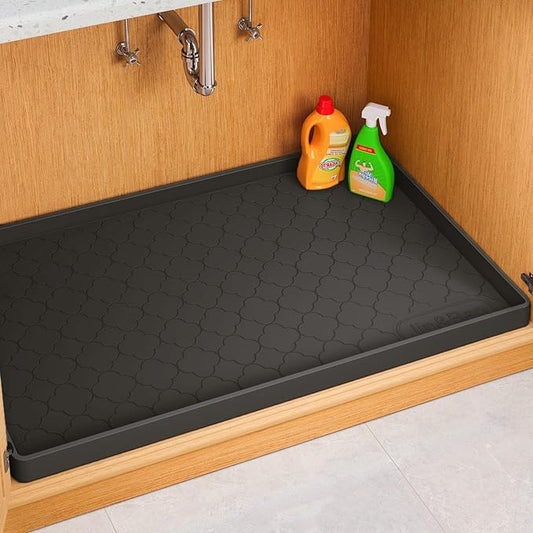 Jin&Bao Waterproof Under Sink Mat 34" x 19", Thick Silicone Mat Cabinet Protector for Kitchen and Bathroom, Shelf Liner, Home Organizer and Storage, Multipurpose Tray for Gadgets and Essentials by Jin%26Bao