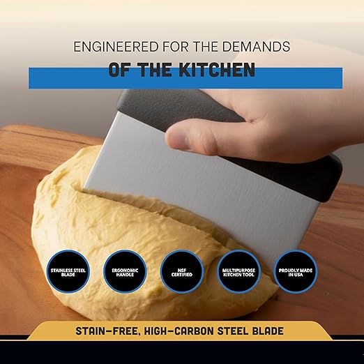 Dexter-Russell 6” x 3” Dough Cutter/Scraper – S196B, Stainless Steel Blade with Black Textured Handle, Sani-Safe Series, NSF Certified, Made in USA - Image 3