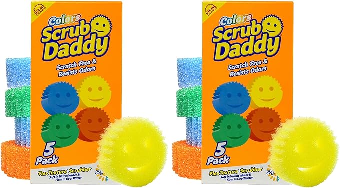 Scrub Daddy Scratch-Free Multipurpose Kitchen Sponges - Bulk Dish Sponges for Kitchen, Bathroom, Household Cleaning & More - Made with BPA-Free Polymer Foam (5 Count) (Pack of 2) by ScrubDaddy