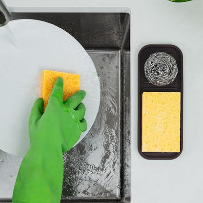 Zulay Kitchen (9x3.5 Silicone Sponge Holder for Kitchen Sink - Flexible Multipurpose Soap Tray Sponge Holder - Sink Organizer Tray for, Bathroom, Makeup, Trinkets & More (Chocolate) - Image 3