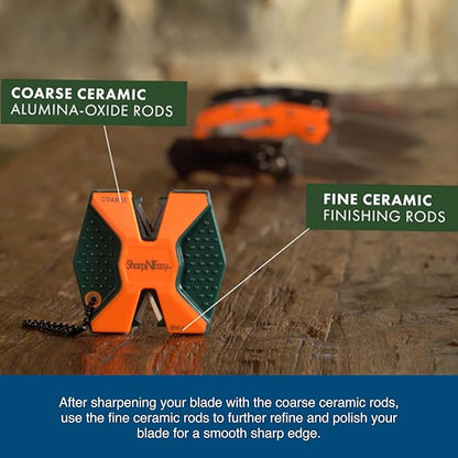 AccuSharp 2-Step Coarse and Fine Rods Knife Sharpener, Hones, Restores & Sharpens Kitchen Knives and All Types of Blades, Keychain Pull Through Knife Sharpener, Blaze Orange - Image 5