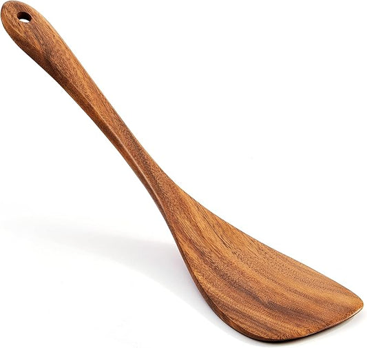 Jilla-hla Wooden Spatula Nonstick Turner Acacia Wood, Left Long Handle Flat Frying Spatulas Handmade for Kitchen Gifts, Ideal Cookware Utensils for Cooking Eggs, Fish, Pancakes by Jilla-hla