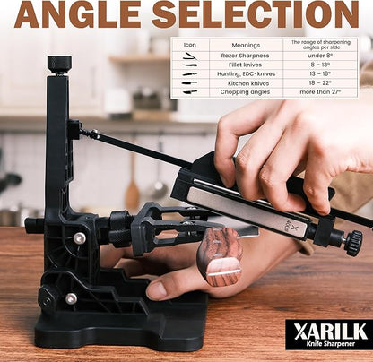 Portable Folding Knife Sharpener XAR-FS1, Adjustable Angle Sharpening System with 240#, 400#, 800#, 2000# Diamond Stone Set for Pocket, Hunting, Kitchen & Serrated Knives - Image 2