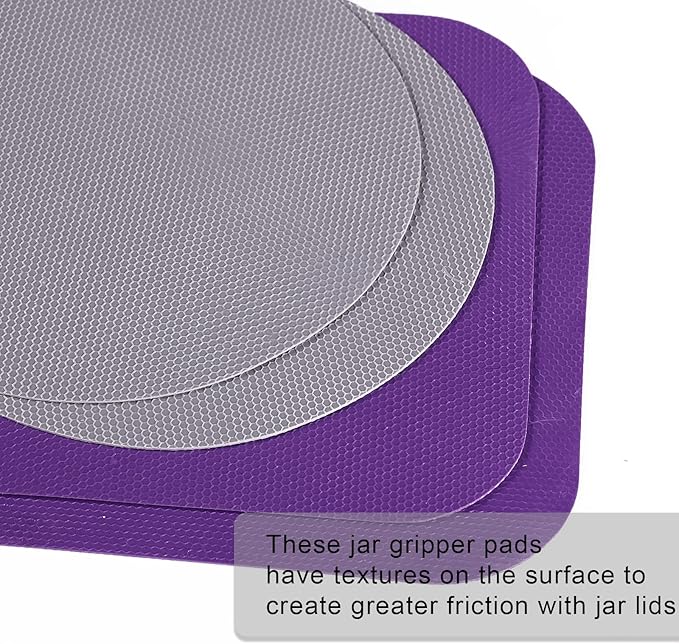 LUTER 4pcs Jar Opener, Rubber, Multi-function Silicone Bottle Opener for Seniors with Weak Hands Lid Cap Gripper Pads Kitchen Coasters Gadgets(Grey, Purple) - Image 4