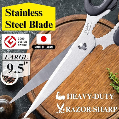CANARY Japanese Kitchen Scissors for Food 9.5" [Long Blade] Heavy Duty Kitchen Shears, Dishwasher Safe Come Apart Blade, Japanese Stainless Steel Blade, Made in JAPAN - Image 2