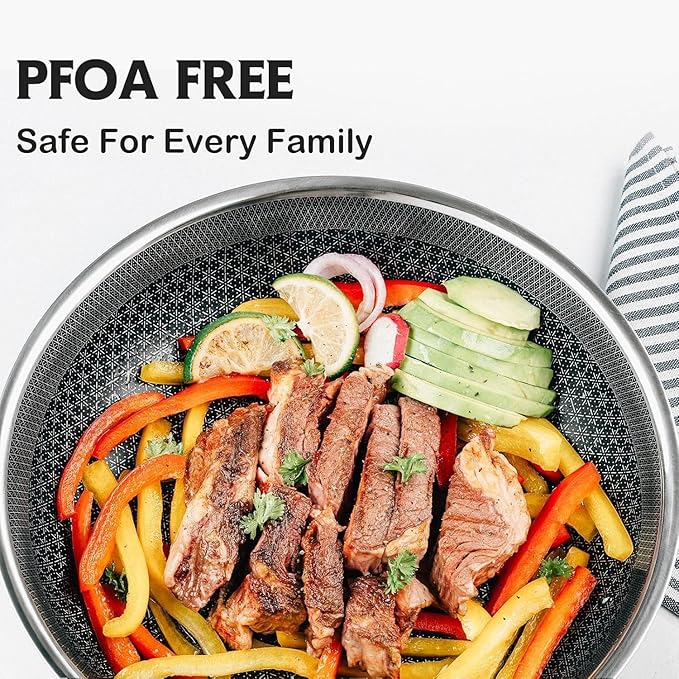 SNOWCLAD Frying Pan, 10 Inch Hybrid Non Stick Stainless Steel Skillets, Dishwasher Induction Oven Broiler Safe, Non Toxic Chef's Pan, PFOA Free Cookware