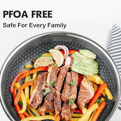 SNOWCLAD Frying Pan, 10 Inch Hybrid Non Stick Stainless Steel Skillets, Dishwasher Induction Oven Broiler Safe, Non Toxic Chef's Pan, PFOA Free Cookware