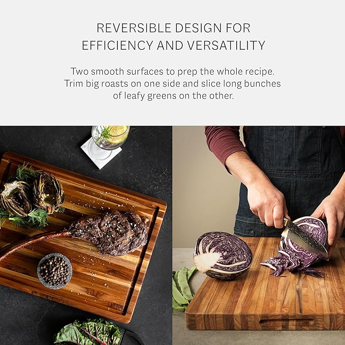 Teakhaus Cutting Board - Small (S) Wood Cutting Board with Juice Groove - Holiday Gift Ideas for Men and Women - Gift-Ready, Reversible, Edge Grain Wood, Knife Friendly - FSC Certified - Image 7