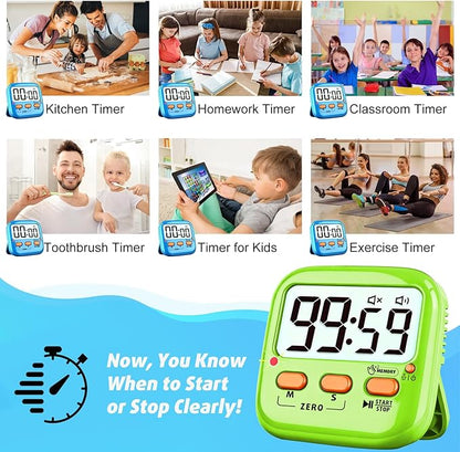 2 Pack Digital Timer for Kids, Magnetic Kitchen Timers for Cooking, Egg, Teachers, Classroom, Study, Exercise, Oven Baking - AAA Battery Included - Image 7
