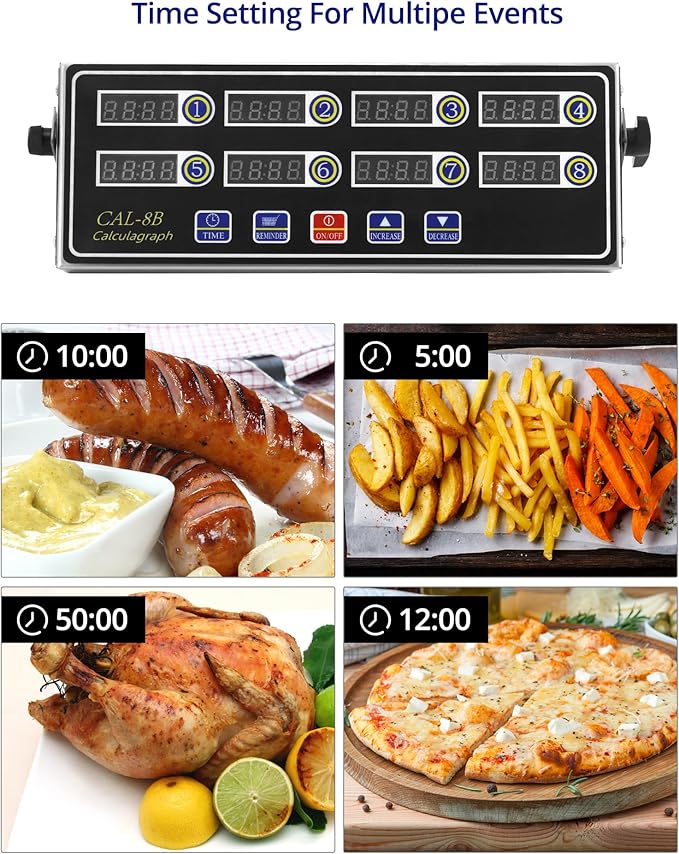 QWORK Digital Kitchen Timer - 8-Channel Multi-Timer with Waterproof Panel, Adjustable Volume - Image 4