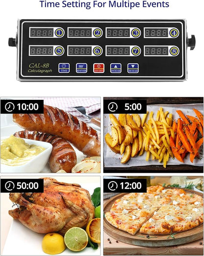 QWORK Digital Kitchen Timer - 8-Channel Multi-Timer with Waterproof Panel, Adjustable Volume - Image 4