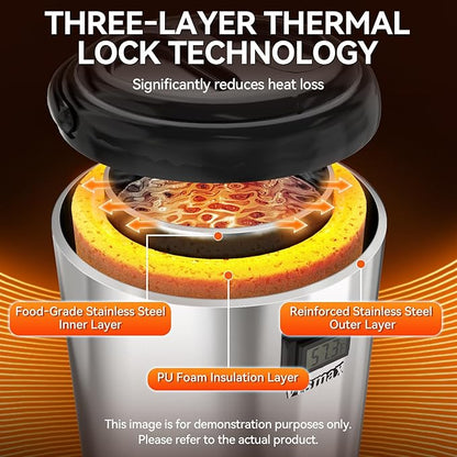 Electric Insulated Beverage Dispenser with Stand 2 Gallon Hot & Cold Drink Dispenser 86-230℉ Adjustable Temperature Real-Time Temperature Display for Tea and Coffee (Silver) - Image 5