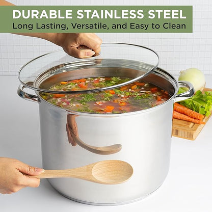 Ecolution Stainless Steel Stock Pot, Encapsulated Induction Ready Cooking Pot with Glass Lid, Oven Safe, Dishwasher Safe Soup Pot, 20-Quart - Image 2
