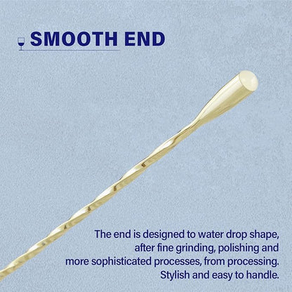 2 Pcs 12 Inches Bar Spoon, Long Handle Mixing Stirrers for Drink, Briout Stainless Steel Bar Cocktail Shaker Spoon, Gold - Image 5