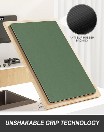 Rnivvi Dish Drying Mat for Kitchen Counter, XL 15 x 24" Super Absorbent Drainer Pad Easy Clean Dish Rack Pad, Non-Slip Heat Resistant Coffee Bar Mat for Coffee Machine Station Accessories,Forest Green - Image 5