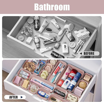 Plastic Drawer Organizers, 10 PCS Drawer Organizer Bins, Bathroom and Vanity Organizer Plastic Tray, Makeup organizer and storage for Makeup, Bedroom, Kitchen Gadgets Utensils and Office (Pink) - Image 7