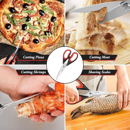 iBayam 3-Pack 8.5"Kitchen Scissors All Purpose Heavy Duty with Protective Sheath, Soft Grip Comfort Handle, Dishwasher Safe Kitchen Utensils Gadgets Set, Stainless Cooking Meat Poultry Food Shears - Image 4