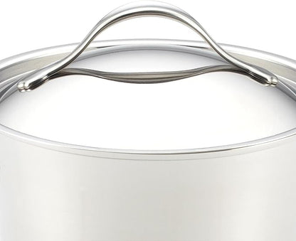 Anolon Nouvelle Stainless Steel Sauce Pan/Saucepan with Lid, 3.5 Quart, Silver - Image 4