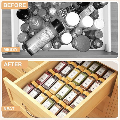 24 Spice Jars with Spice Drawer Organizer, 355 Spice Labels, 2 Pack Expandable From 11'' to 21'' Acrylic Spice Rack for Drawer, Seasoning Containers Storage Organization for Kitchen Cabinet Countertop - Image 5