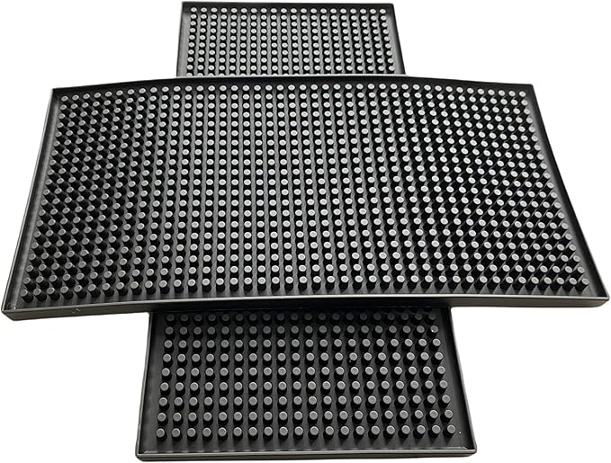 XieNie Bar Mat, 6" x 12" Black Small Coffee Mat for Home Bar Kitchen Countertop, Non-Slip Rubber Service Spill Mat for Cocktail Bartender Accessories, PVC Counter Top Cup Glasses Drying Mats, 2Pac by XieNie