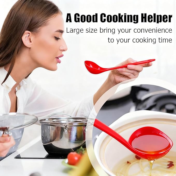 Large Plastic Serving Spoons,Disposable Heavy Duty Serving Spoons,Long Handle Scoop Soup Rice Ladle for Party Catering Buffet Restaurant,20 Pieces (Red) - Image 4