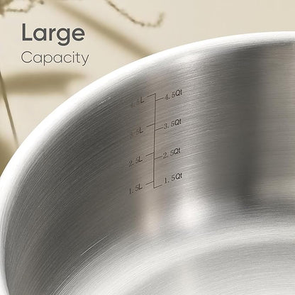 CAROTE 6QT Full Clad Tri Ply Stainless Steel Stock Pot with Lid, Kitchen Stockpot Soup Pot, Outer Ceramic Layer, Even Heating, All Stoves Compatible, Oven & Dishwasher Safe, Stay Cool Handle, White - Image 7