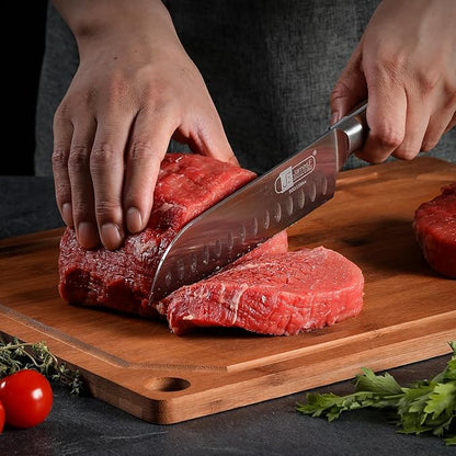 Hiware Wood Cutting Boards for Kitchen, Heavy Duty Bamboo Cutting Board with Juice Groove, Bamboo Chopping Board Set for Meat, Vegetables - 18" x 12" - Image 7