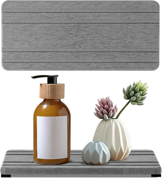 2PCS Water Absorbing Stone Tray, Quick Drying Diatomite Stone Sink Tray, Water Absorbent Diatomite Coasters for Kitchen Sink, Bathroom Counter Hand Soap Dish Toothbrush Holders by Unknown