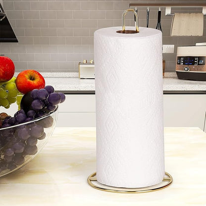 Gold Paper Towel Holder Countertop, OBODING, Kitchen Paper Towel Stand Holder for Kitchen Organization and Storage, Paper Towel Holders for Standard and Large Size Rolls (Gold) - Image 3